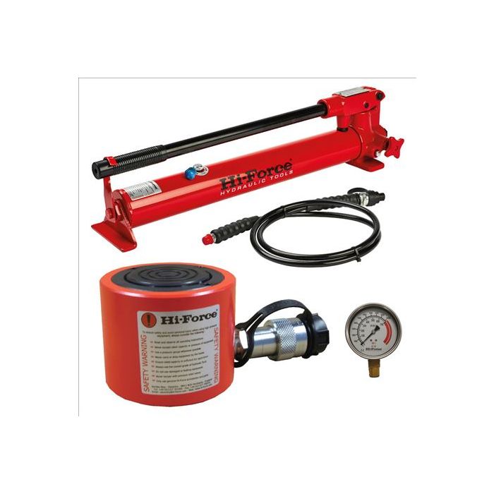 гидр. Цилиндр HLS-502 | Ручной насос HP-110 | 1-этап-1 литр | Манометр HG-1 Ø100 мм | Рукав напорный HC-2 L = 2,00 м | WLL 50.000 кг