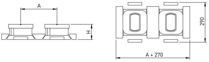 A8-4-Lc (H) Фундамент (гнездо-основание) Sliding foundation