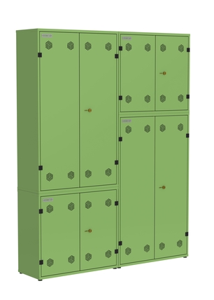Возможные варианты комплектации шкафчиков для противогазов серии Protecting